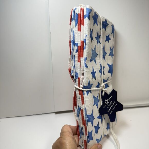 ALL STAR USA Red White & Blue American Theme 100% Cotton Napkins 4 Pack Set New - Picture 2 of 5